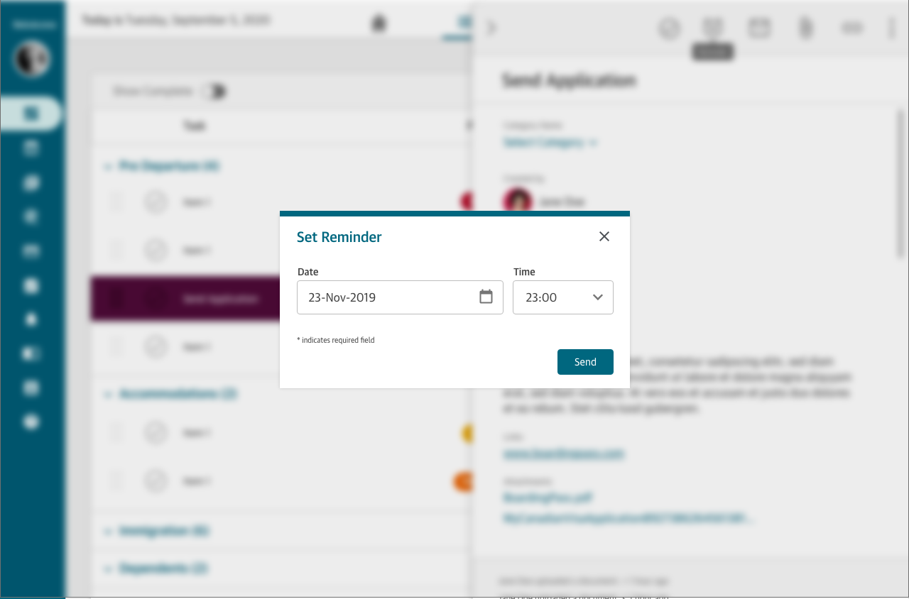 List View – Task selected drilldown view – 2