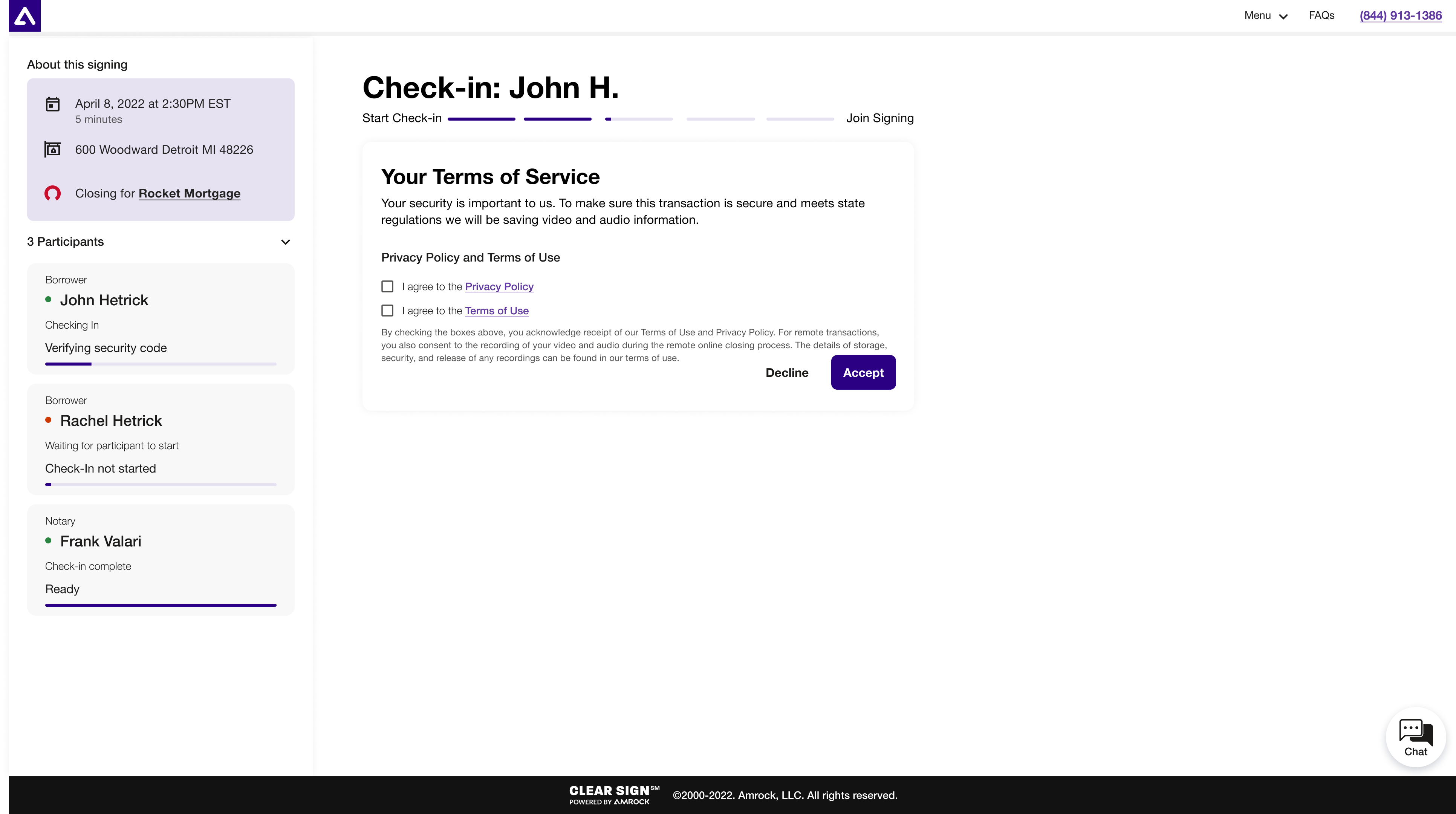 Check-in – Terms of Service – Desktop