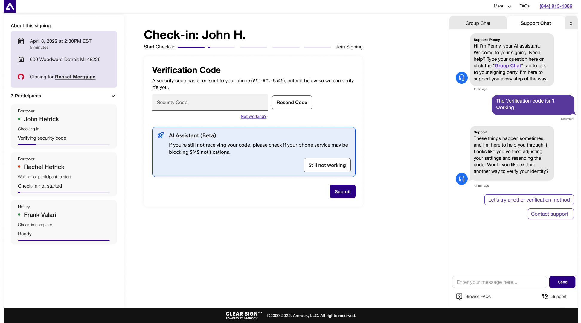 Check-in – Verification – Desktop