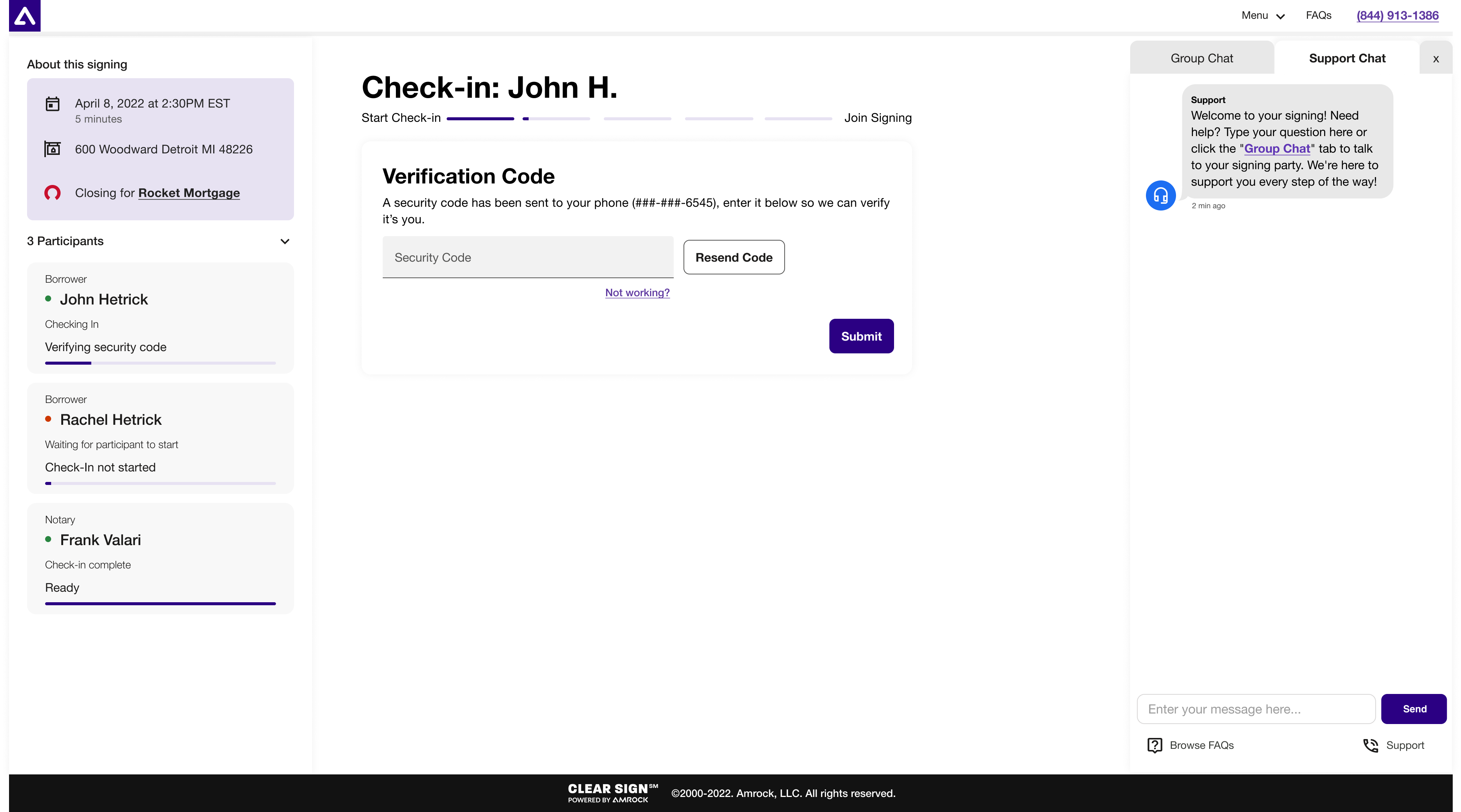 Check-in – Verification – Desktop